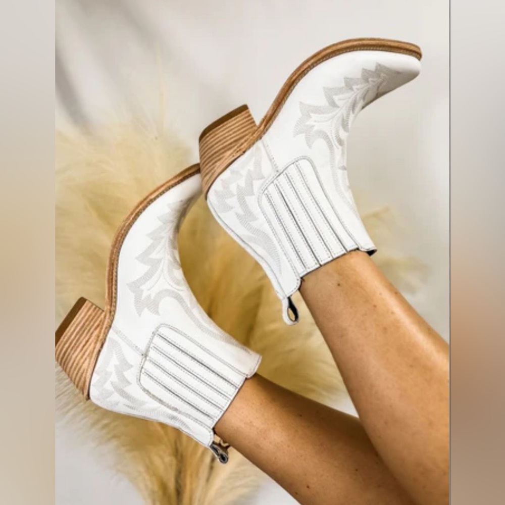 Boutique White Cowgirl Bootie